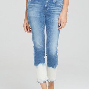 Citizens of Humanity COH Dip Dye Raw Hem Agnes Crop Mid Rise Slim Straight Jeans